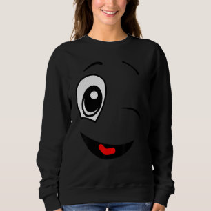 Friendly Face Winking Positive Facial Expression Sweatshirt