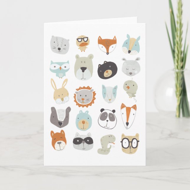 Friendly Faces | Cute Animal Portraits Card (Front)