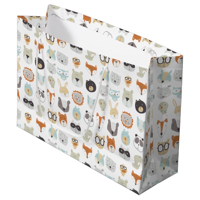 Friendly Faces | Cute Animal Portraits Large Gift Bag (Front Angled)