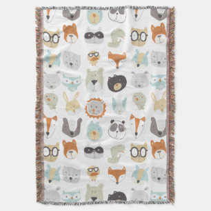 Friendly Faces   Cute Animal Portraits Throw Blanket