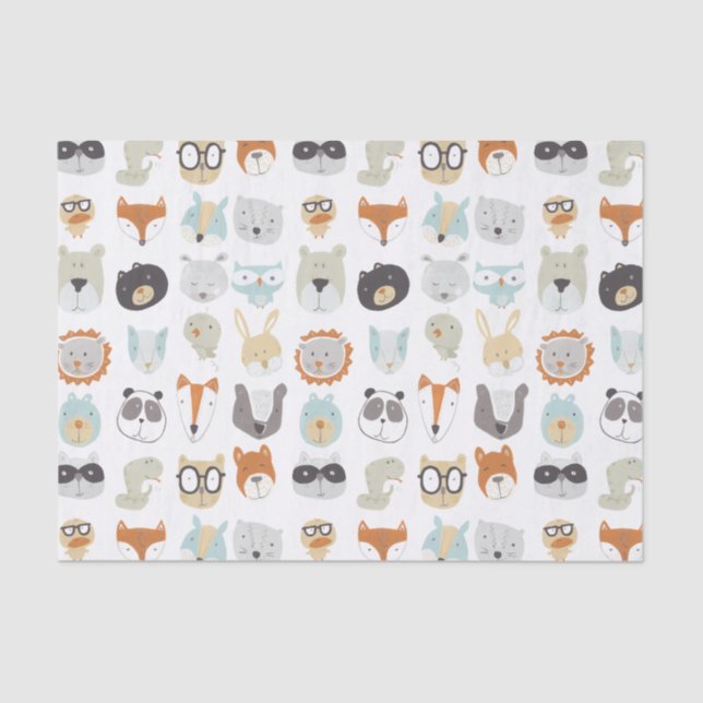 Friendly Faces | Cute Animal Portraits Tissue Paper (Front)