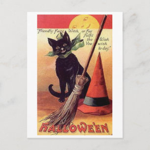 Friendly Fairy Vintage Halloween Postcard