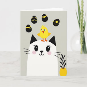 Friendly Feline Happy Bird Card