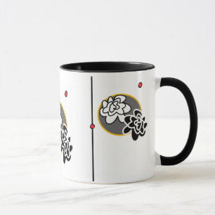 Friendly Flower coffee mug elegant red yellow grey