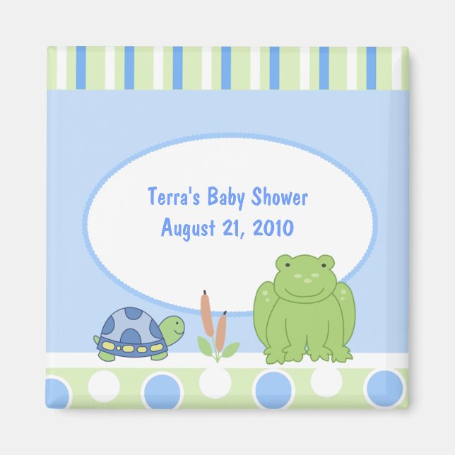 Friendly Frog & Turtle Baby Shower Favour Magnet (Front)