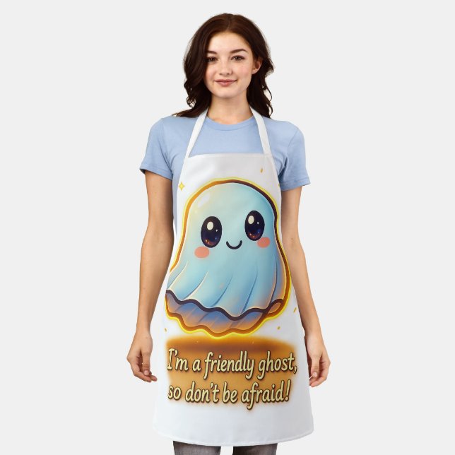 Friendly Ghost Apron – Cute Halloween Cooking Gift (Worn)