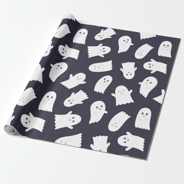 Friendly Ghost Parade Wrapping Paper (Unrolled)