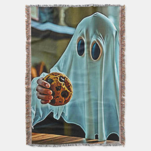 Friendly Ghost With Cookie Throw Blanket