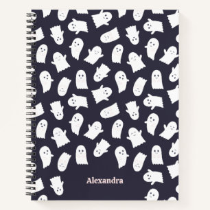 Friendly Ghosts Halloween Pattern Personalised Notebook