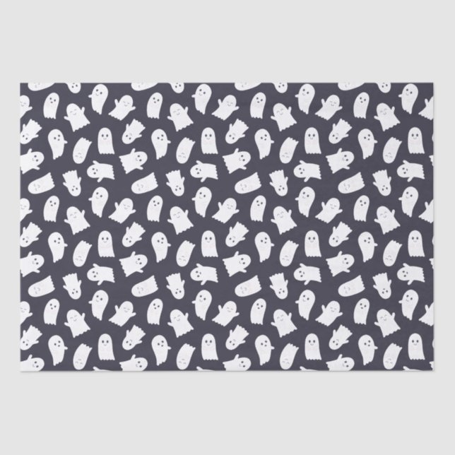 Friendly Ghosts Halloween Pattern Tissue Paper (Front)