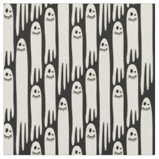 Friendly Ghosts on Cream and black– Halloween Fabric