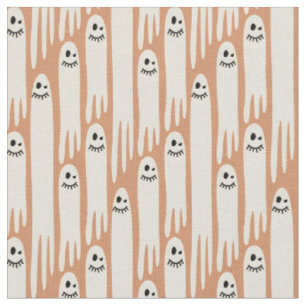 Friendly Ghosts on Cream and orange – Halloween Fabric