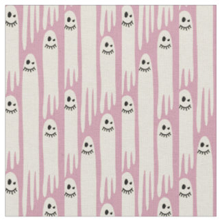 Friendly Ghosts on Cream and Pink – Halloween Patt Fabric