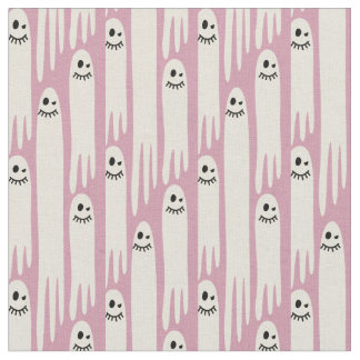 Friendly Ghosts on Cream and Pink – Halloween Patt Fabric
