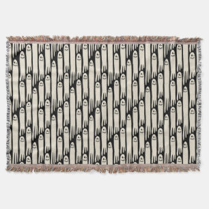 Friendly Ghosts on Cream and Pink – Halloween Patt Throw Blanket
