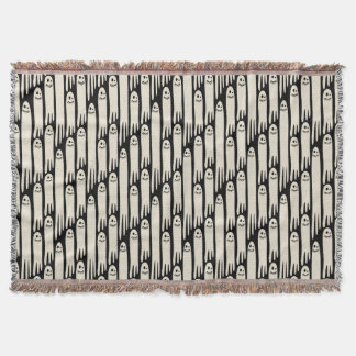 Friendly Ghosts on Cream and Pink – Halloween Patt Throw Blanket