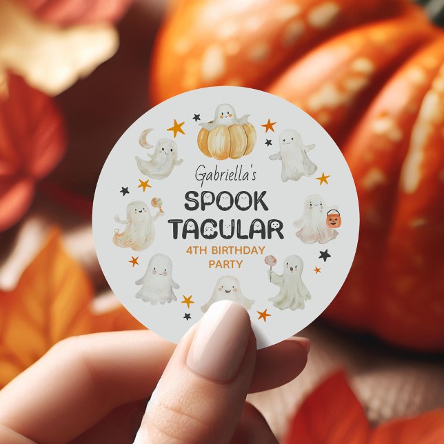 Friendly Ghosts Spooktacular Kids Birthday Party Classic Round Sticker (Creator Uploaded)