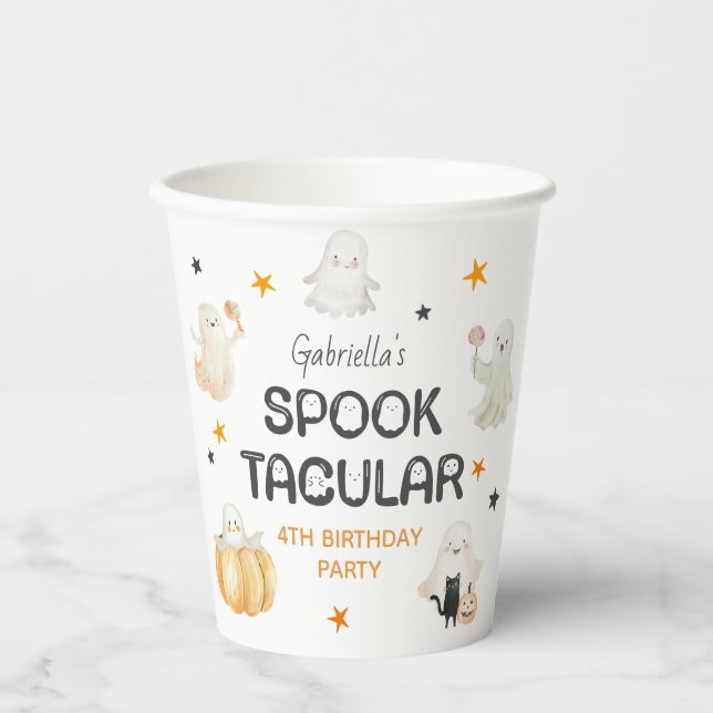 Friendly Ghosts Spooktacular Kids Birthday Party Paper Cups (Front)