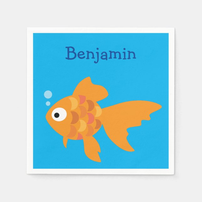 Friendly Gold Fish Illustration Napkin (Front)