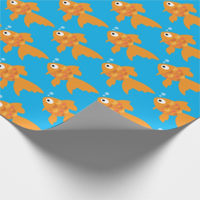 Friendly Gold Fish Illustration Wrapping Paper (Corner)