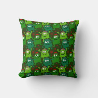 Friendly Green Cartoon Monsters Cushion
