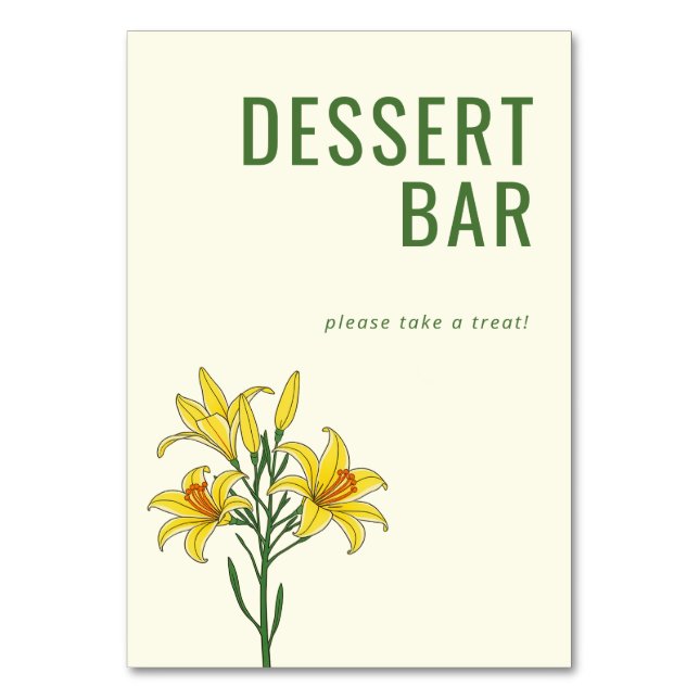 Friendly Green Floral Lilies Table Number (Front)