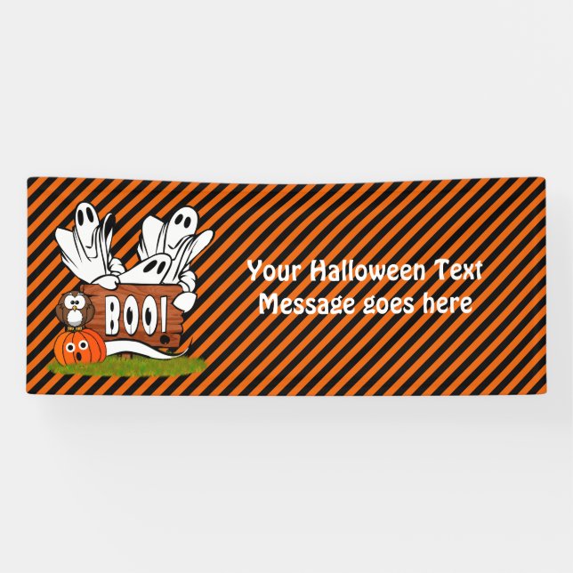 Friendly Halloween Ghosts and Pals Banner (Horizontal)
