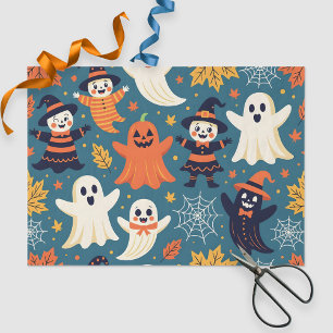 Friendly Halloween Ghosts & Witches Autumn Leaves  Tissue Paper