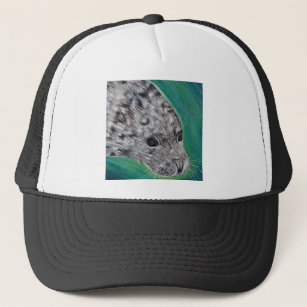 Friendly Harbour Seal Painting Trucker Hat
