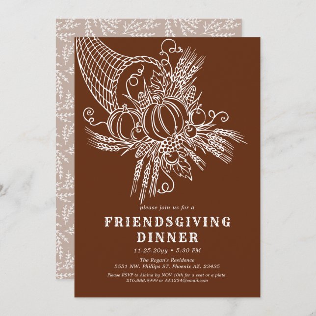 Friendly Harvest Friendsgiving Party Thanksgiving Invitation (Front/Back)