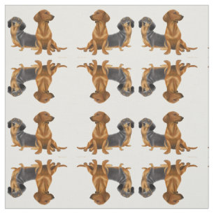 Friendly Little Dachshund Dogs Fabric