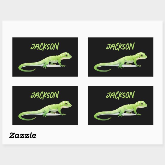 Friendly Lizard With Your Name Rectangular Sticker (Sheet)
