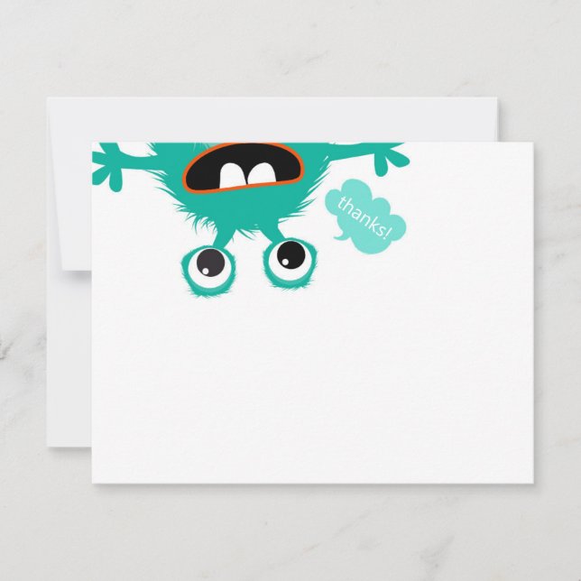Friendly Monster Thank You Note Card Stationery (Front)