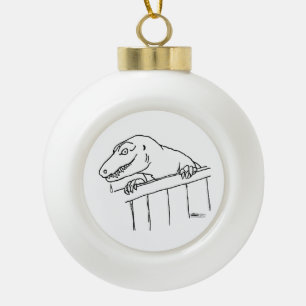 Friendly Neighbourhood Dinosaur Ceramic Ball Christmas Ornament