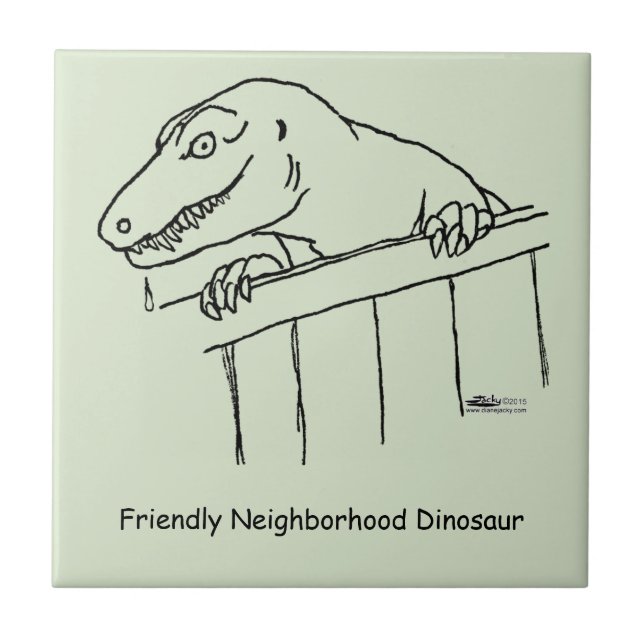 Friendly Neighbourhood Dinosaur Ceramic Tile (Front)