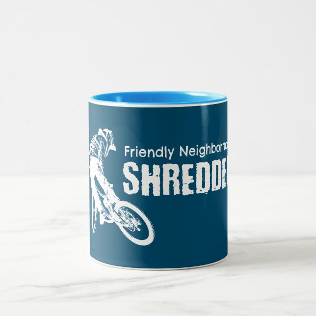 Friendly Neighbourhood Shredder Mountain Biking Two-Tone Coffee Mug (Center)