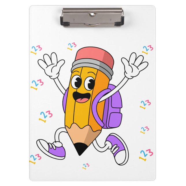 Friendly Pencil Back to School Design.  Clipboard (Front)