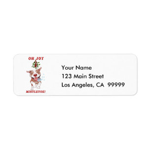 Friendly Pitbull Running to Mistletoe Return Address Label