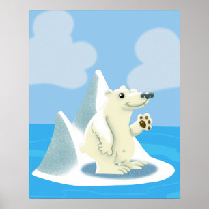Friendly Polar Bear on an Iceberg Poster