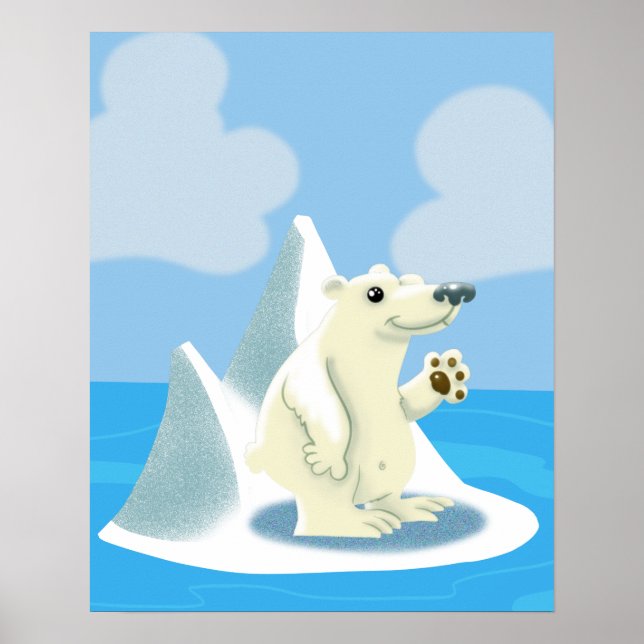 Friendly Polar Bear on an Iceberg Poster (Front)