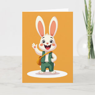 Friendly Rabbit Wave Hello Card