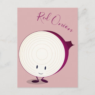 Friendly Red Onion Cartoon Character   Postcard