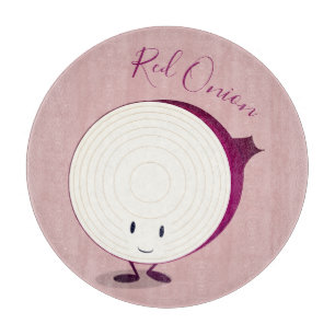 Friendly Red Onion Cartoon Cutting Board