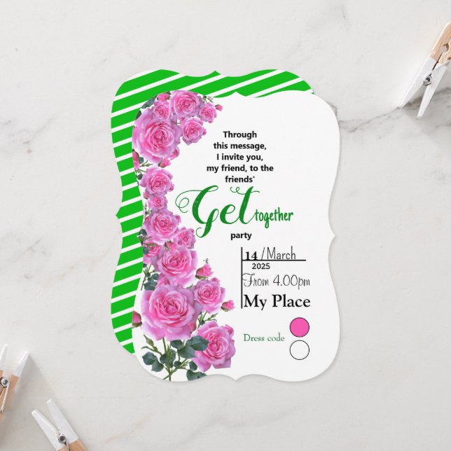 Friendly Roses Invitation (Front/Back In Situ)