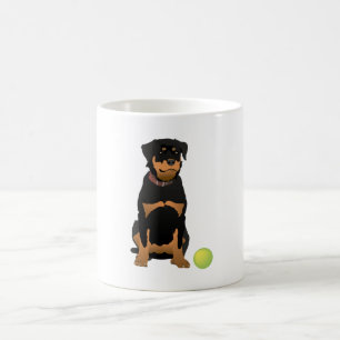 Friendly Rottweiler with Green Ball Coffee Mug