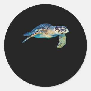 Friendly Sea Turtle Swimming Underwater Photo Art Classic Round Sticker