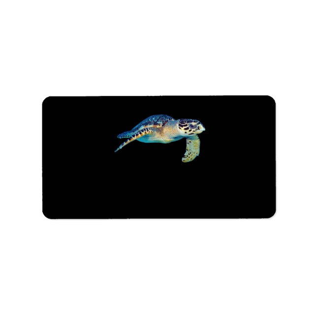 Friendly Sea Turtle Swimming Underwater Photo Art Label (Front)