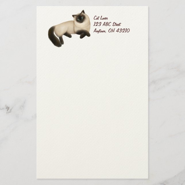 Friendly Siamese Cat Customisable Stationery (Front)