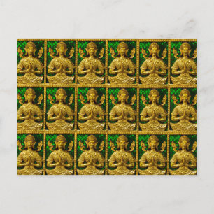 friendly sitting buddha postcard