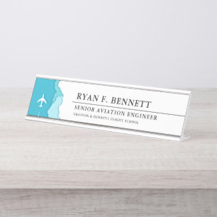 Friendly Skies   Aviation Industry Themed Desk Name Plate